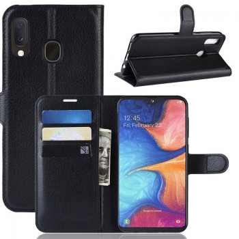 Dirbtinos odos atverčiamas dėklas - juodas (GALAXY A30/A20)